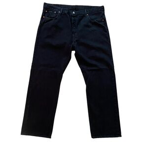 Levis 501 men black jeans classic button fly 100% strong cotton denim size 42/32